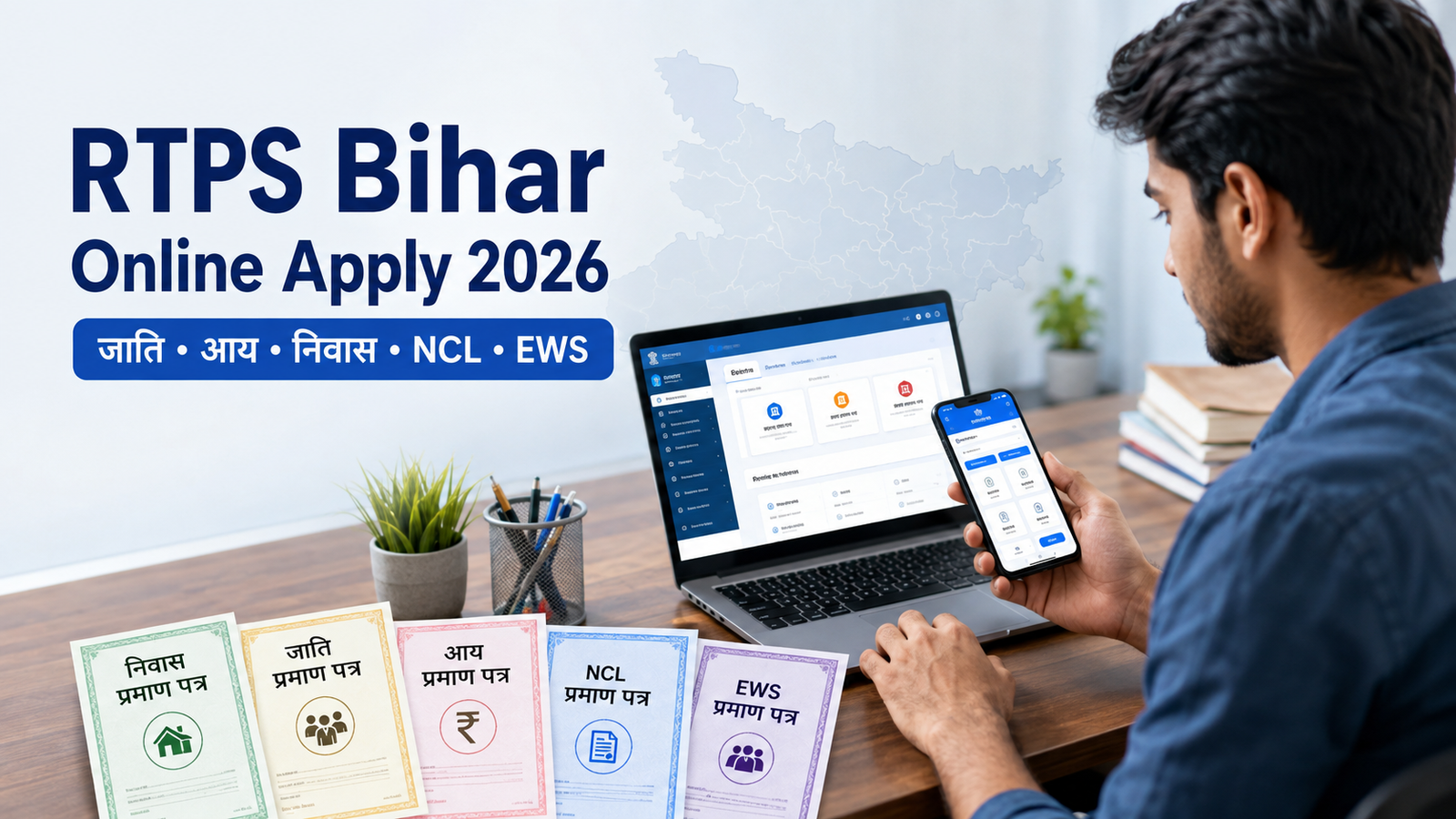 RTPS Bihar Online Apply 2026 के लिए जाति आय निवास NCL और EWS प्रमाण पत्र