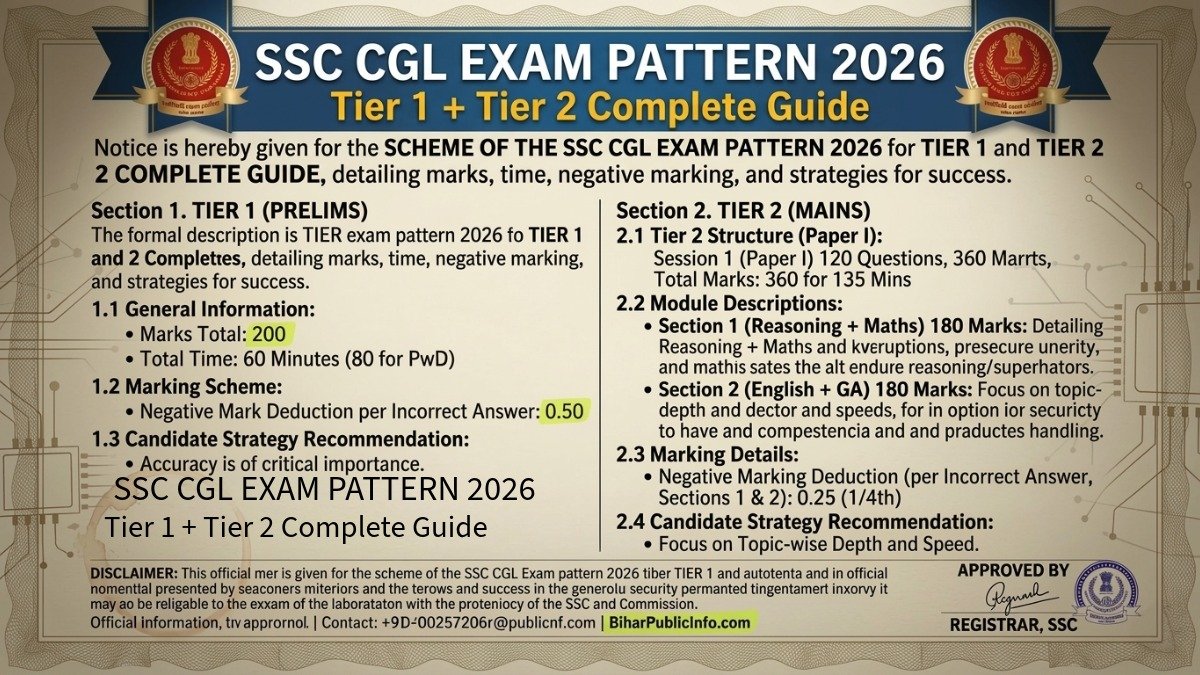 SSC CGL Exam Pattern 2026 — Tier 1 और Tier 2 Complete Guide
