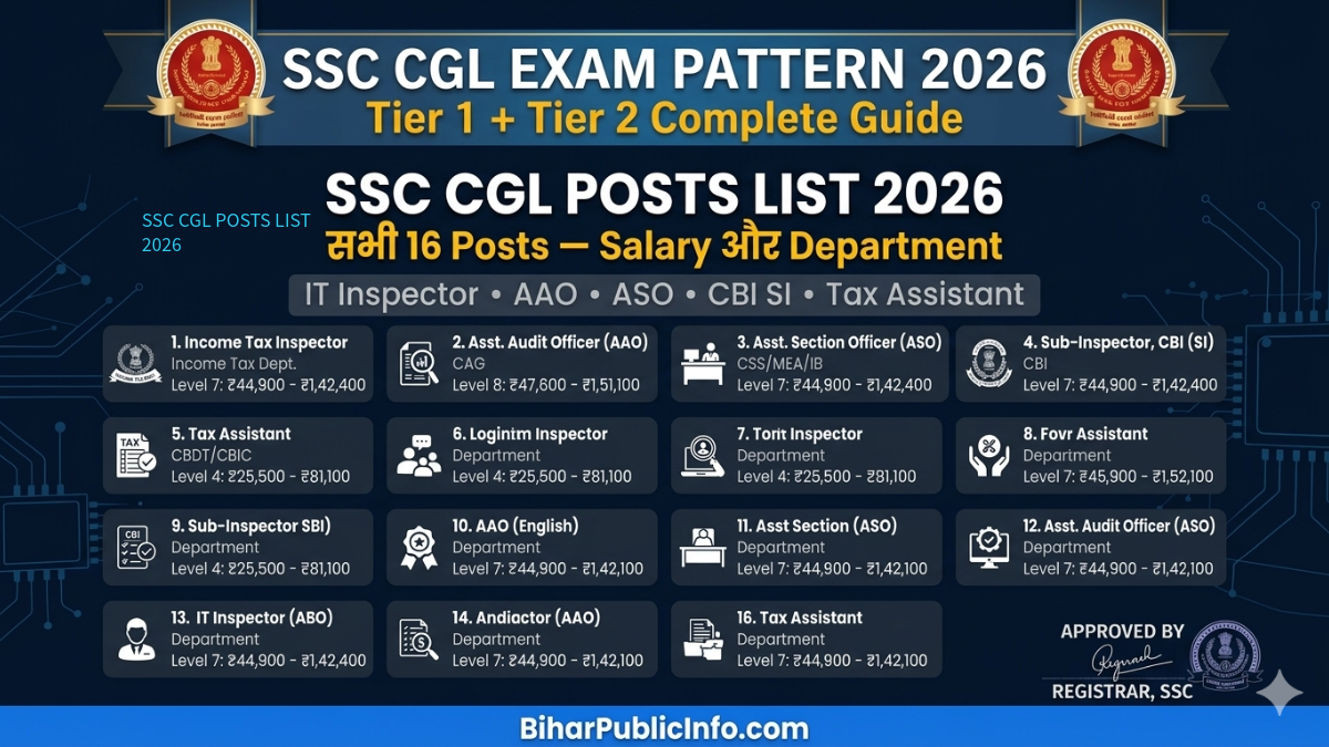 SSC CGL Posts List 2026 — All 16 Posts Salary Department