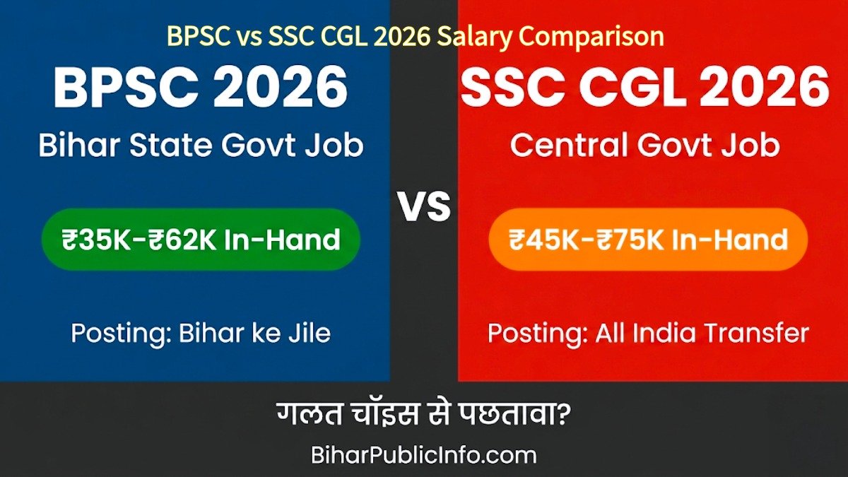 BPSC vs SSC CGL 2026 salary comparison chart Bihar aspirant