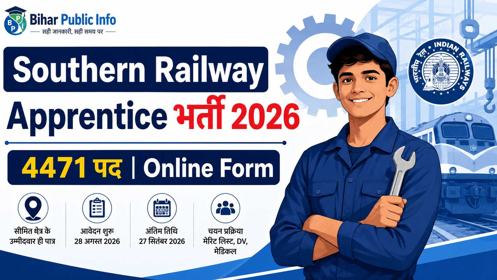 Southern Railway Act Apprentice भर्ती 2026 - 4471 पदों पर भर्ती
