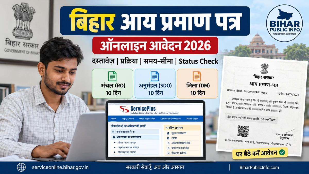 बिहार आय प्रमाण पत्र ऑनलाइन आवेदन 2026