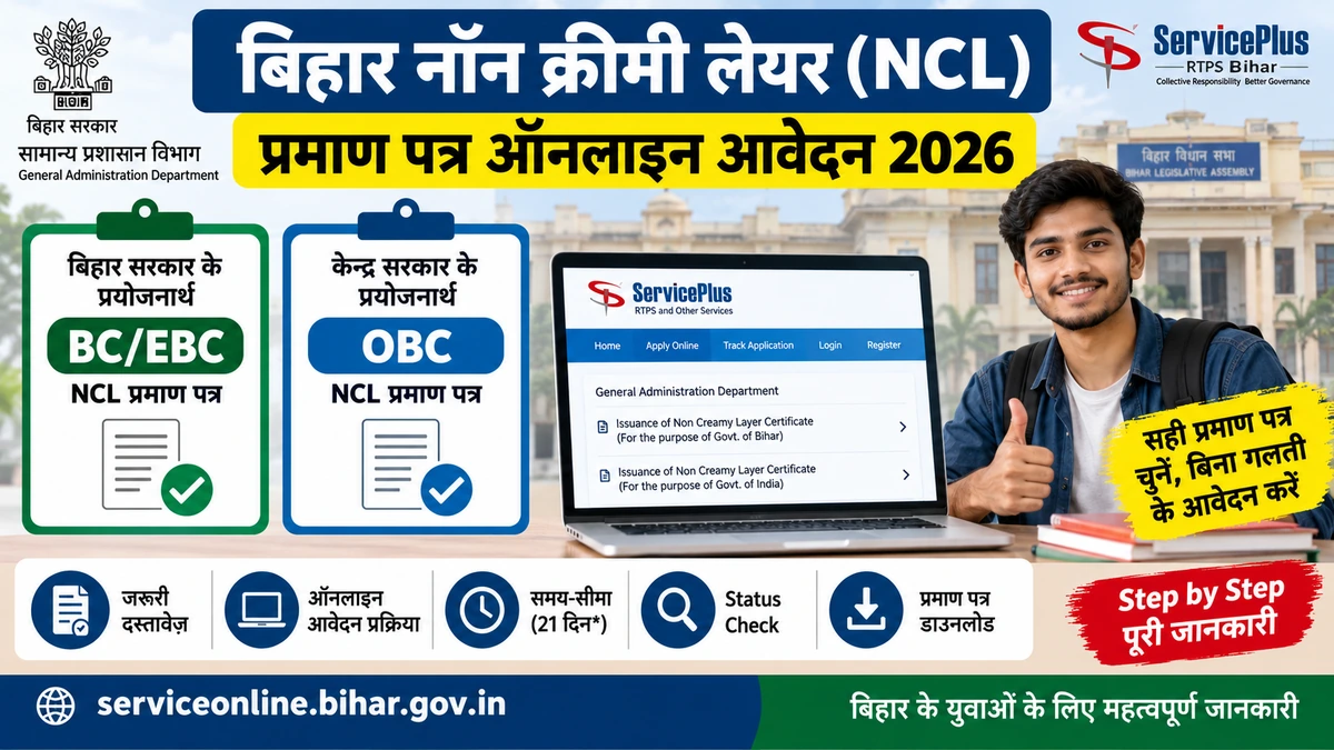 बिहार NCL प्रमाण पत्र ऑनलाइन आवेदन 2026